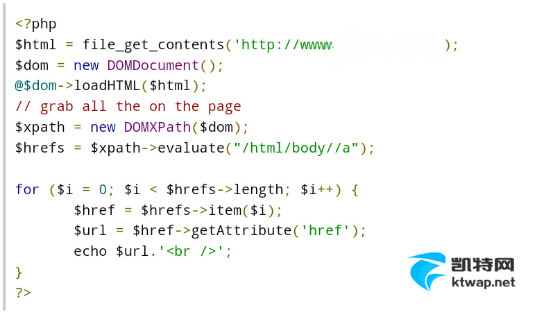 PHP获取一个网页上所有a标签连接代码